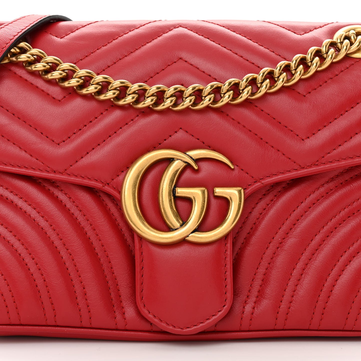 Calfskin Matelasse Small GG Marmont Shoulder Bag Hibiscus Red