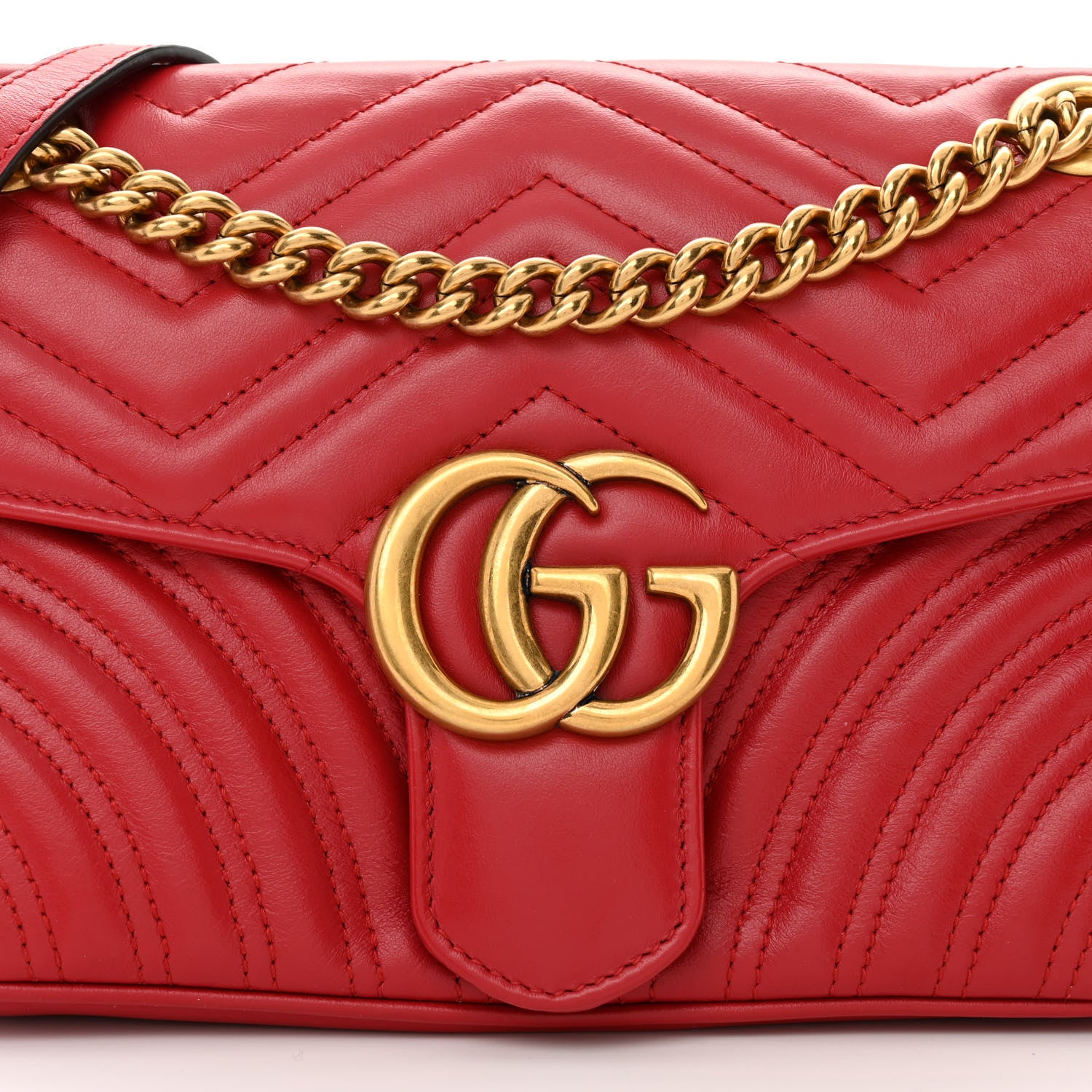 Gucci Calfskin Matelasse Small GG Marmont Shoulder Bag Hibiscus Red 8 of 11