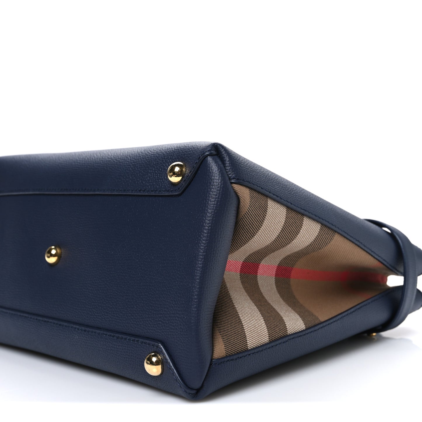 Derby Calfskin House Check Medium Banner Tote Ink Blue