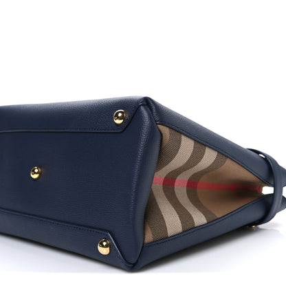 Burberry Derby Calfskin House Check Medium Banner Tote Ink Blue 11 of 11