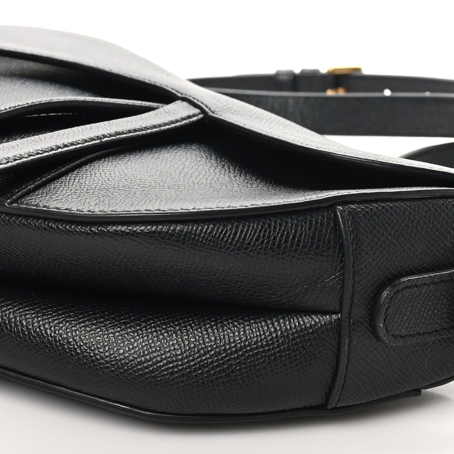 Grained Calfskin Saddle Bag With Strap Black