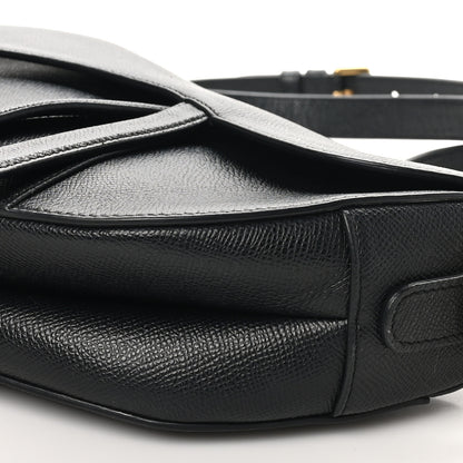 Christian Dior Grained Calfskin Saddle Bag With Strap Black 10 of 10