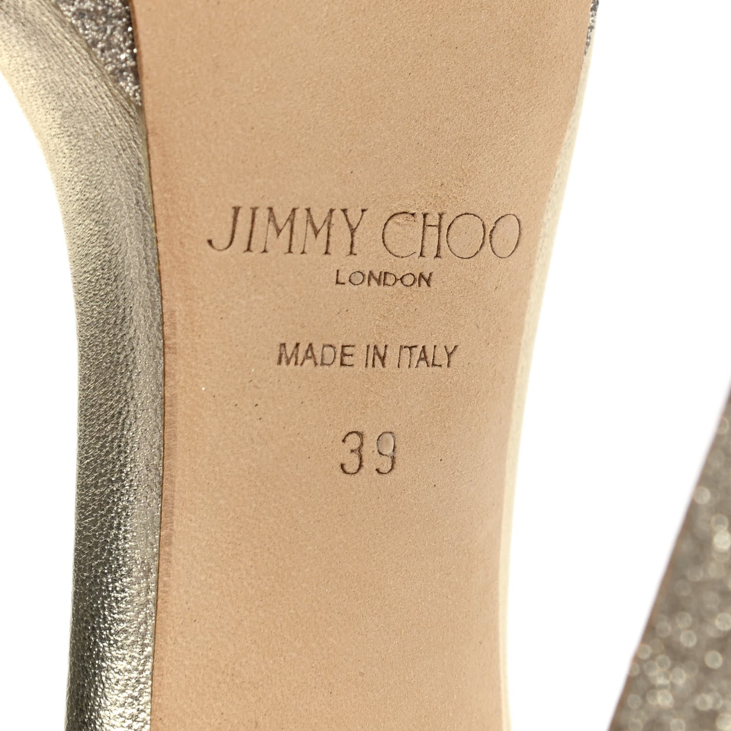 Jimmy Choo Dusty Glitter Misty 120 Sandals 39 Platinum Ice 6 of 10
