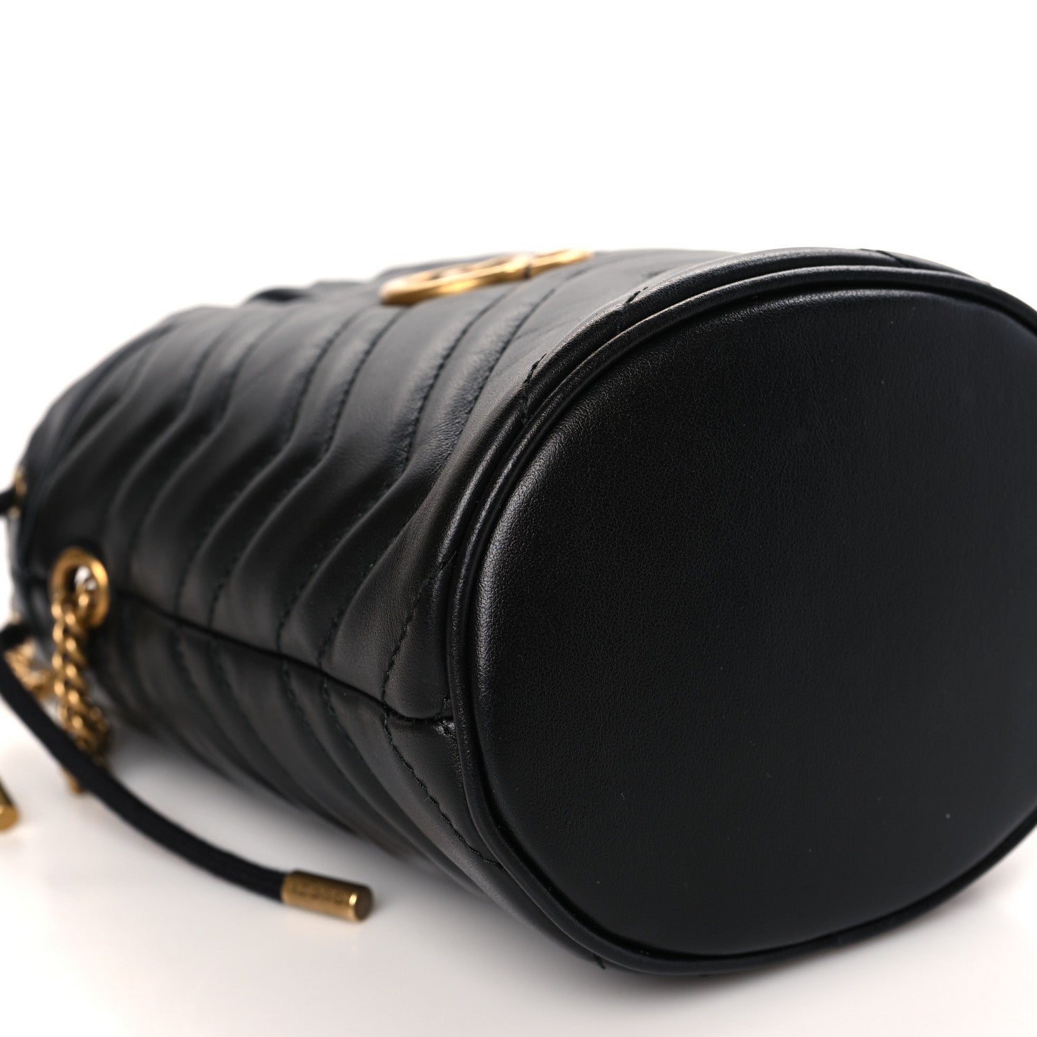 Gucci Calfskin Matelasse Mini GG Marmont 2.0 Bucket Bag Black 7 of 9