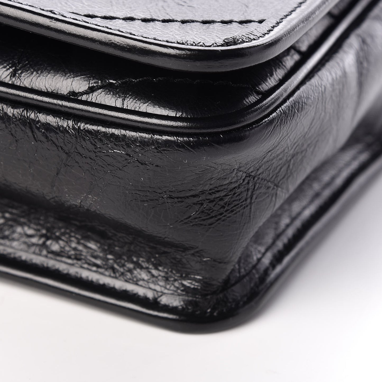Crinkled Calfskin Matelasse Monogram Niki Chain Wallet Black