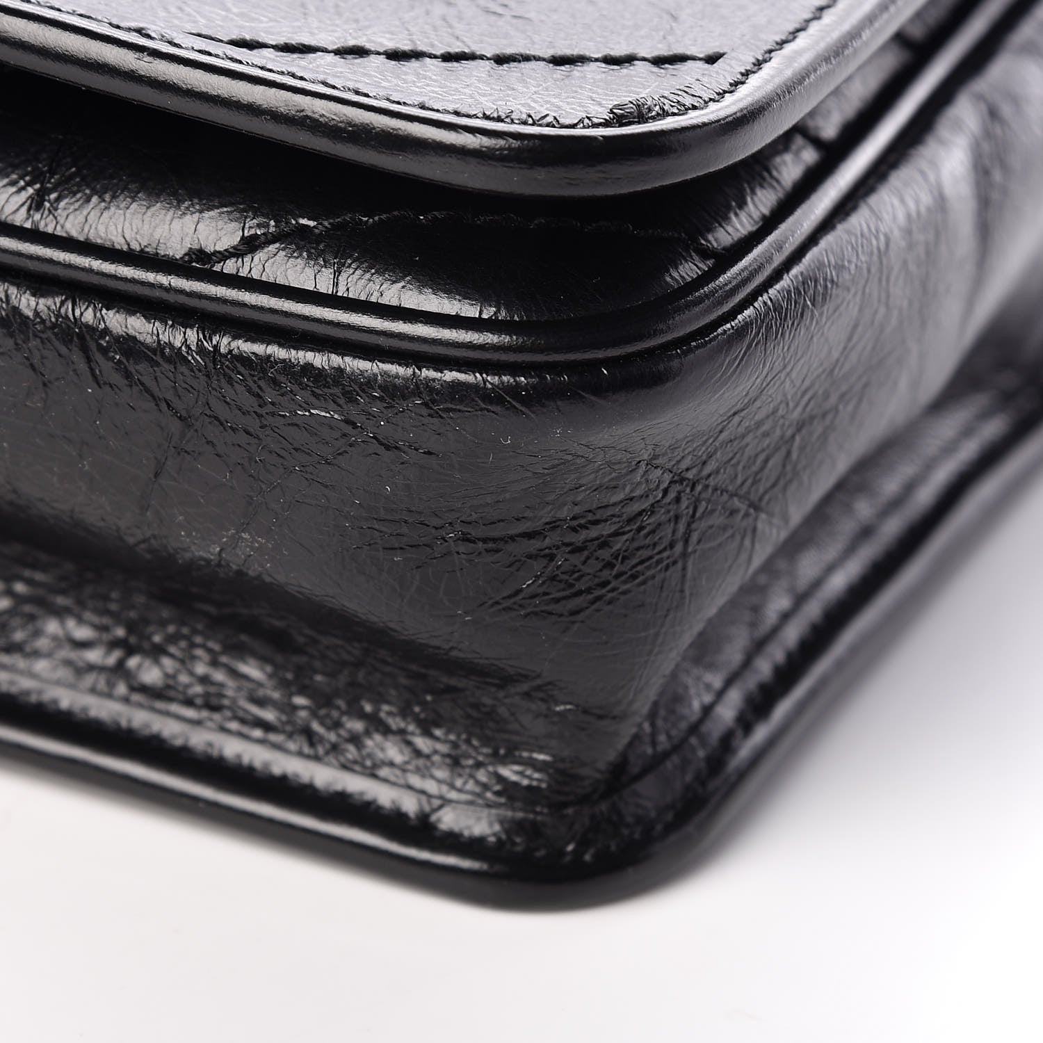 Saint Laurent Crinkled Calfskin Matelasse Monogram Niki Chain Wallet Black 10 of 11