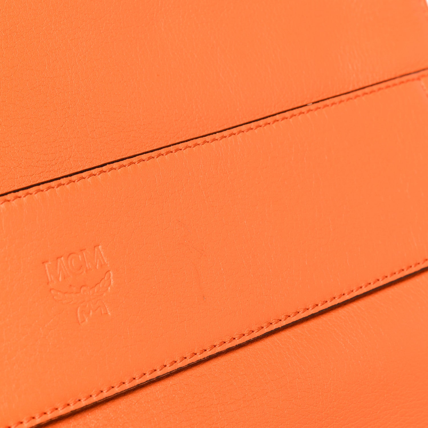 MCM Visetos Calfskin Zip Pouch Cognac Orange 8 of 10