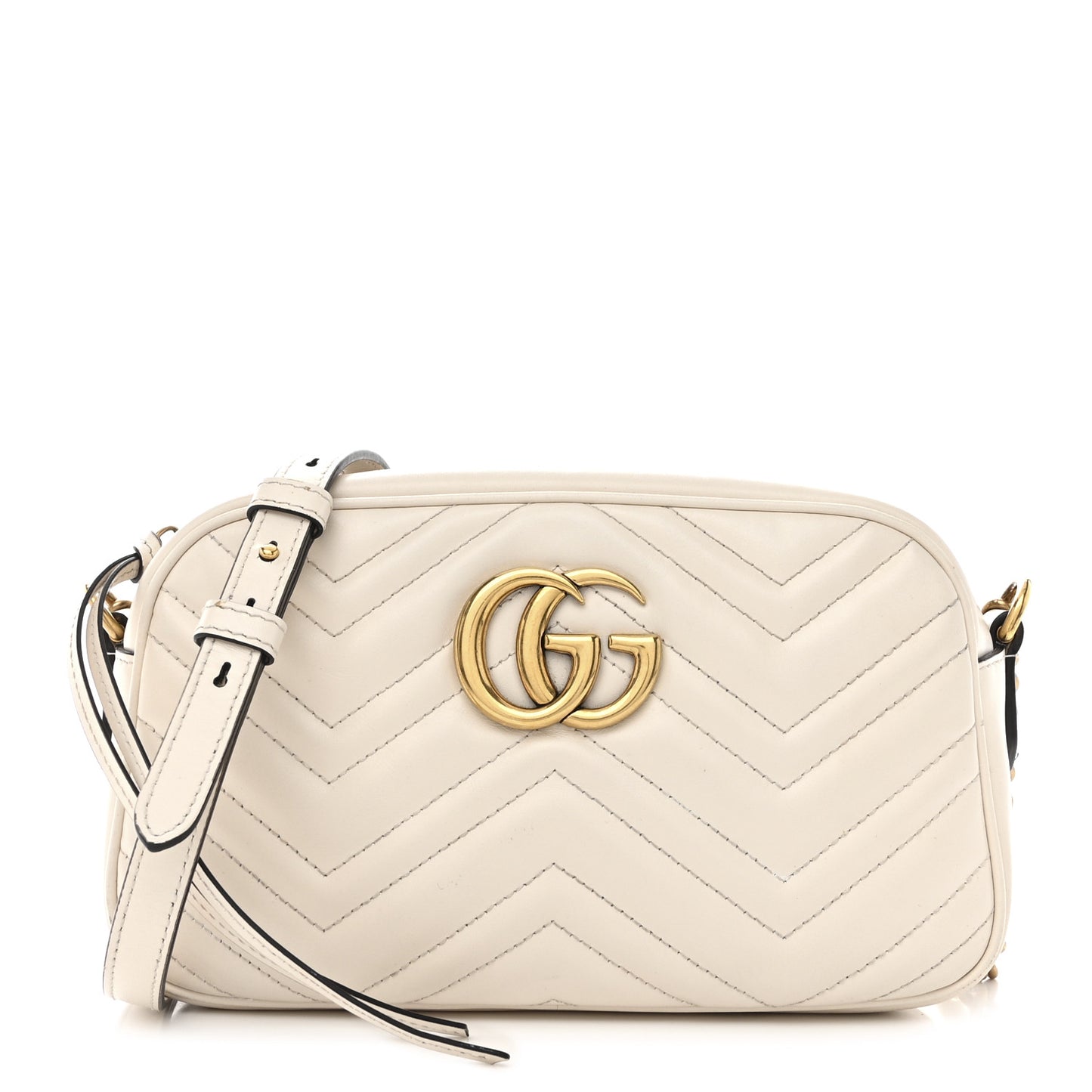 Calfskin Matelasse Small GG Marmont Chain Shoulder Bag White