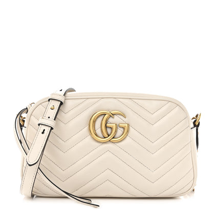 Gucci Calfskin Matelasse Small GG Marmont Chain Shoulder Bag White 1 of 10