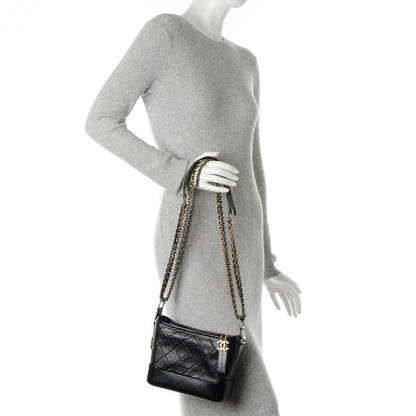 Chanel Aged Calfskin Quilted Small Gabrielle Hobo Black 3 of 8
