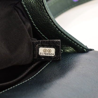 Chanel Iridescent Goatskin Quilted Medium Boy Flap Green 7 of 8