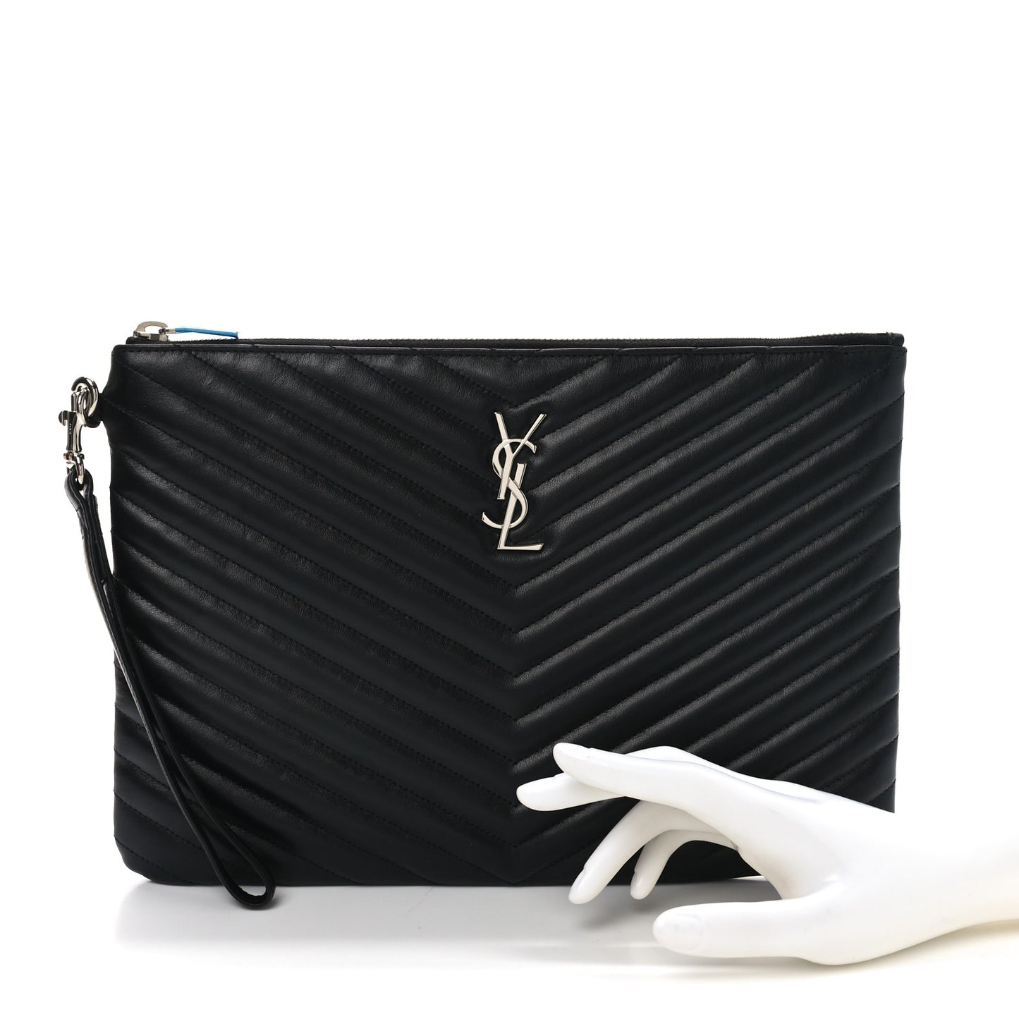 Calfskin Matelasse Monogram Cassandre Tablet Pouch Black
