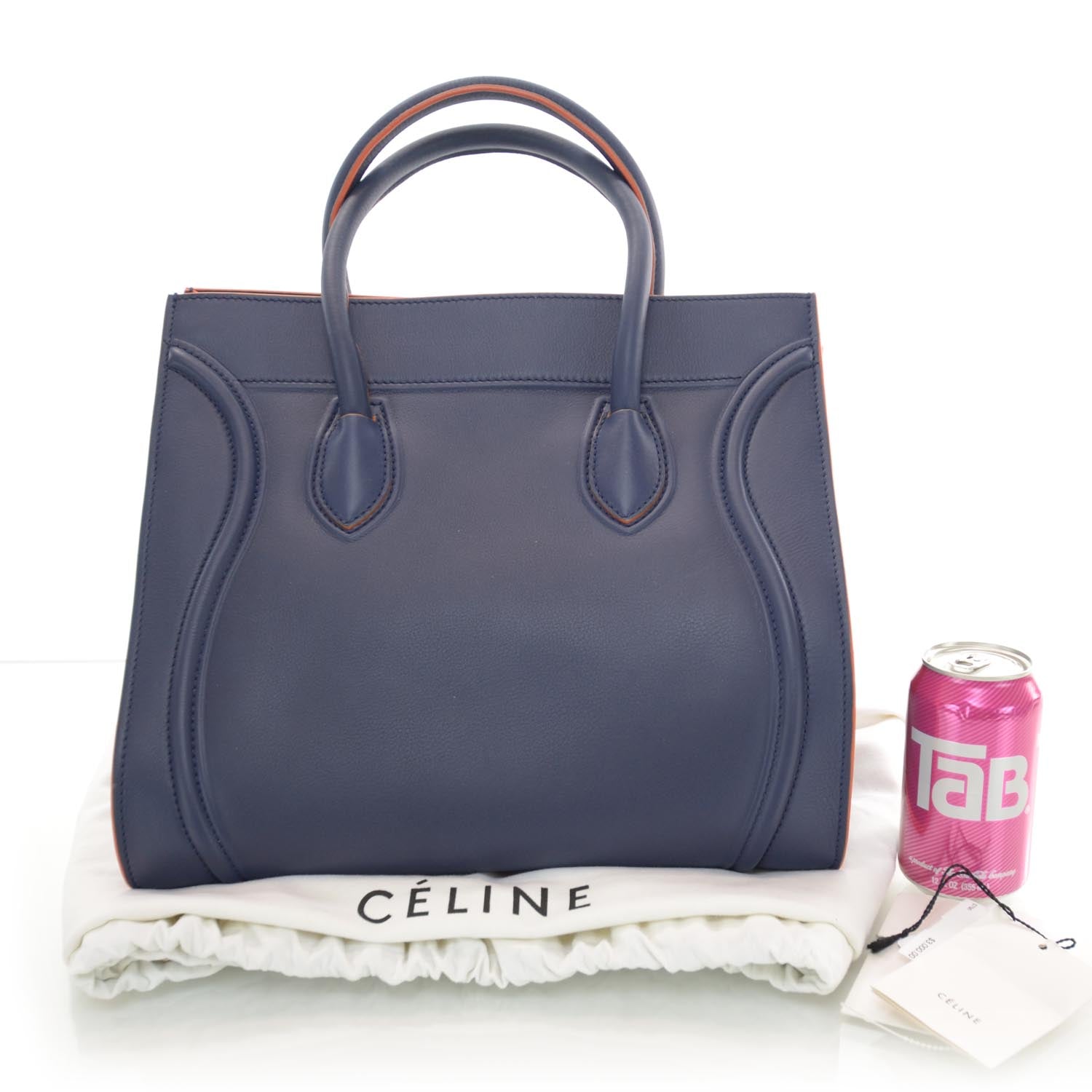 Celine Smooth Calfskin Large Phantom Luggage Blue Orange 2 of 7