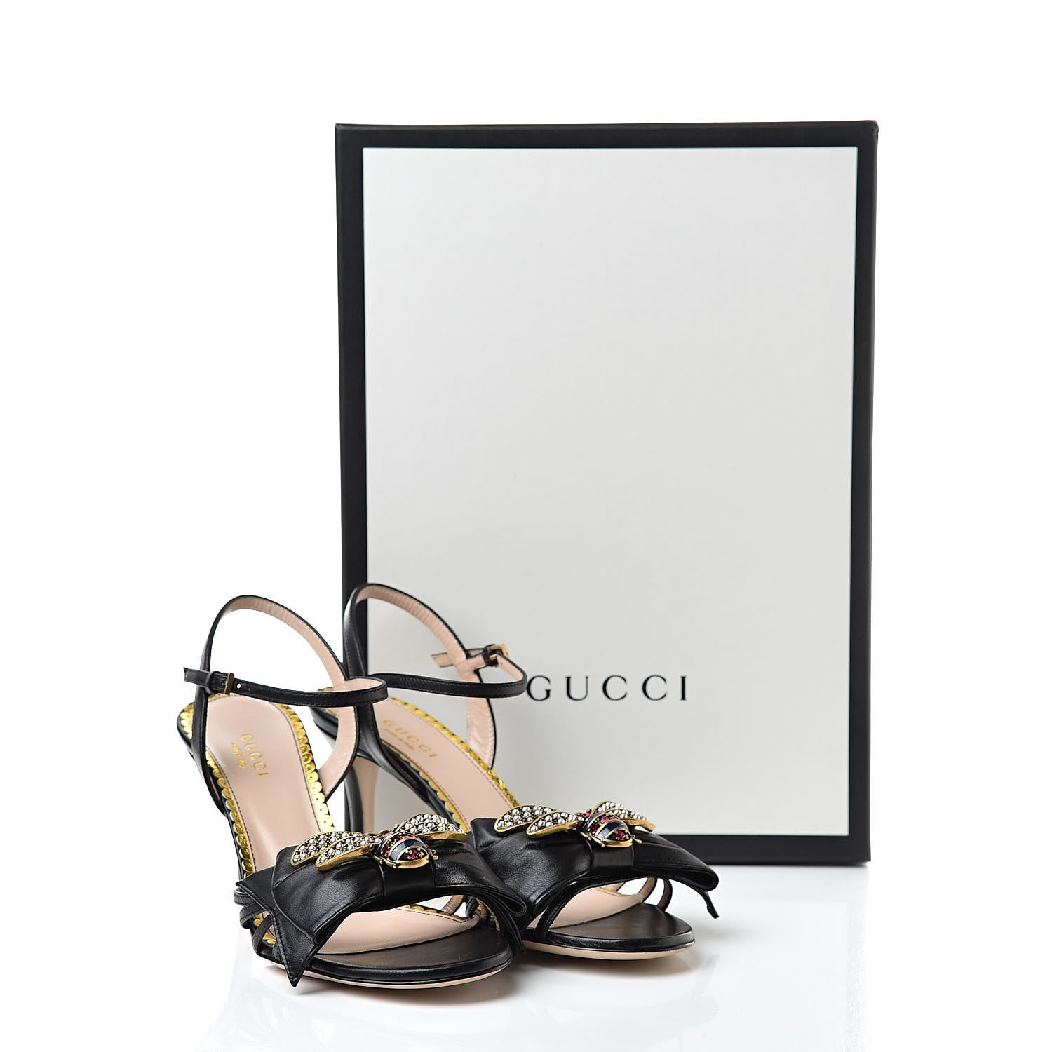 Gucci Nappa Queen Margaret Mid Heel Sandals 36.5 Black 9 of 9
