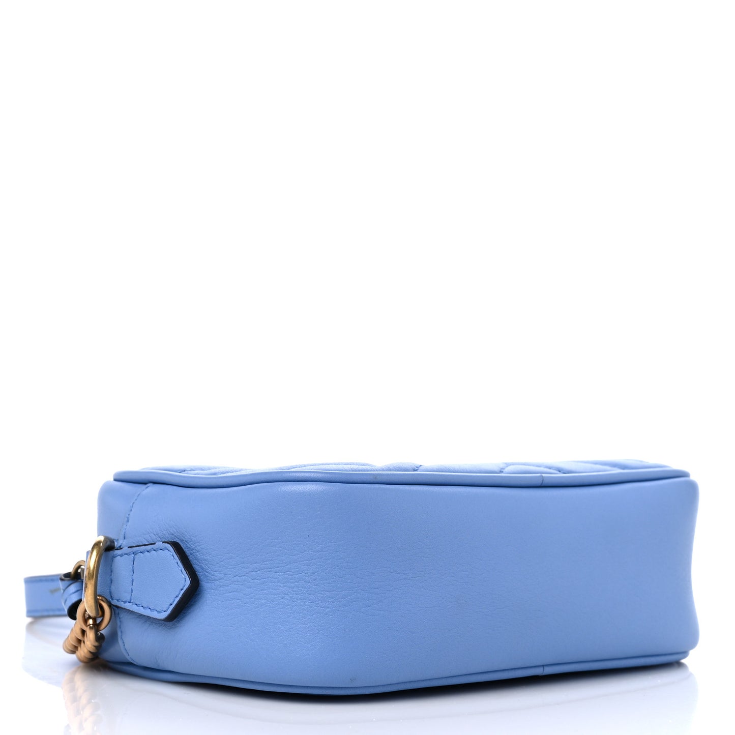 Calfskin Matelasse Mini GG Marmont Chain Shoulder Bag Clear Sky Blue