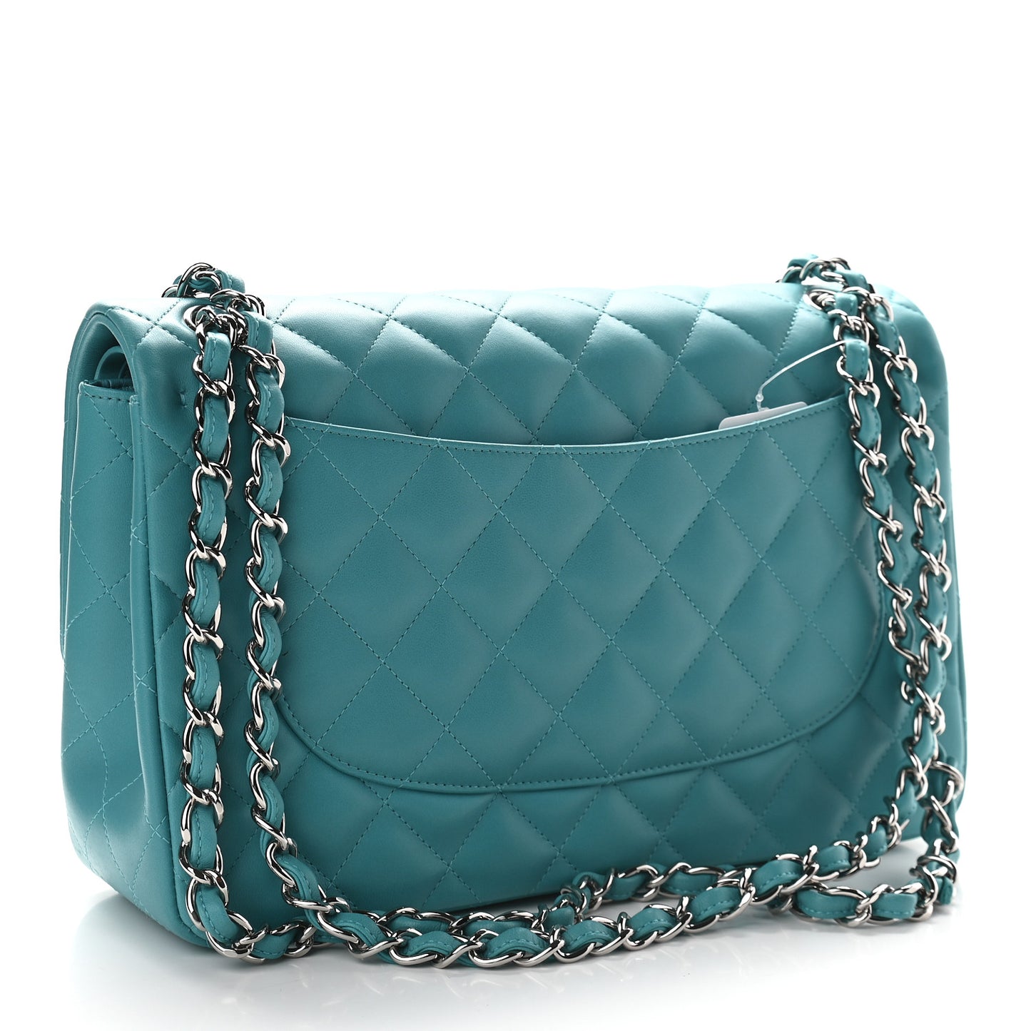 Lambskin Quilted Jumbo Double Flap Turquoise
