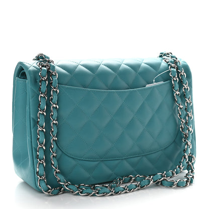 Chanel Lambskin Quilted Jumbo Double Flap Turquoise 3 of 9