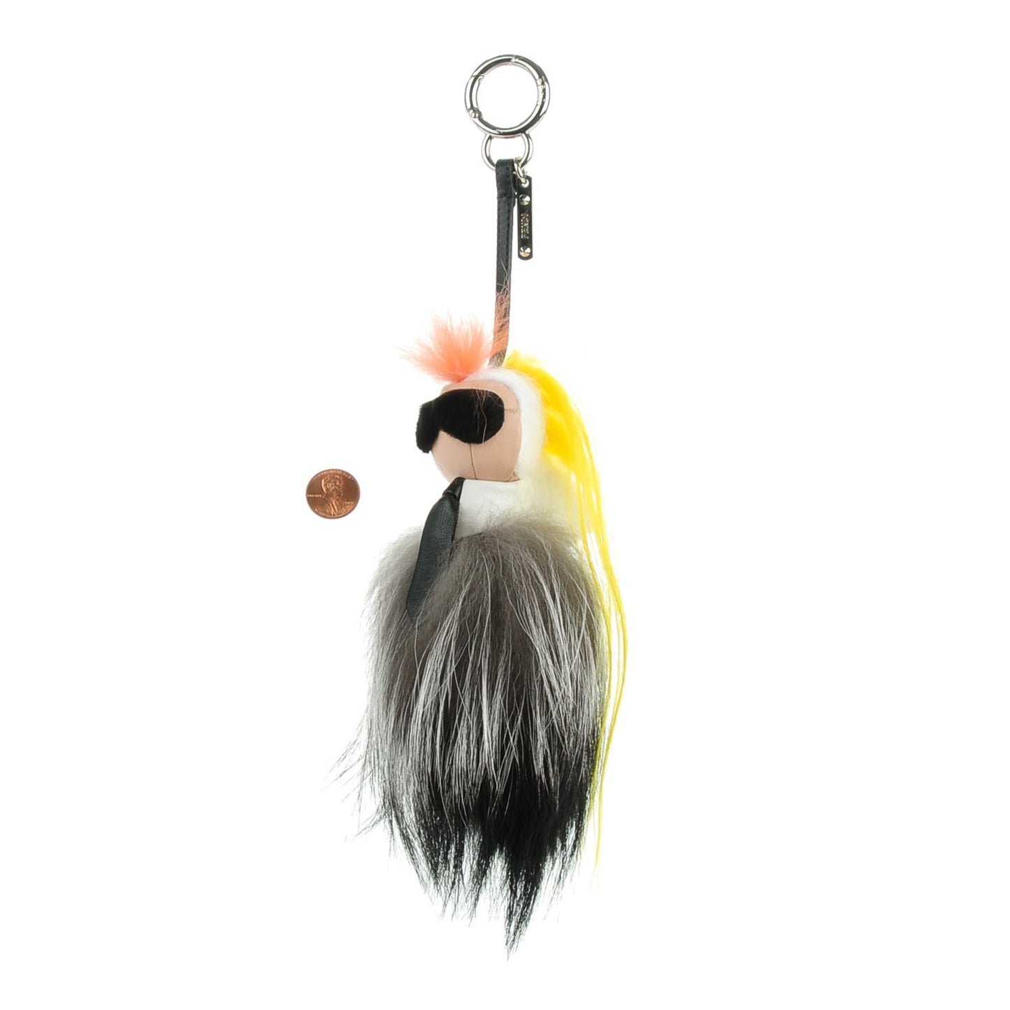 Fox Mink Goat Fur Mini Karlito Bag Charm White Black Flamingo