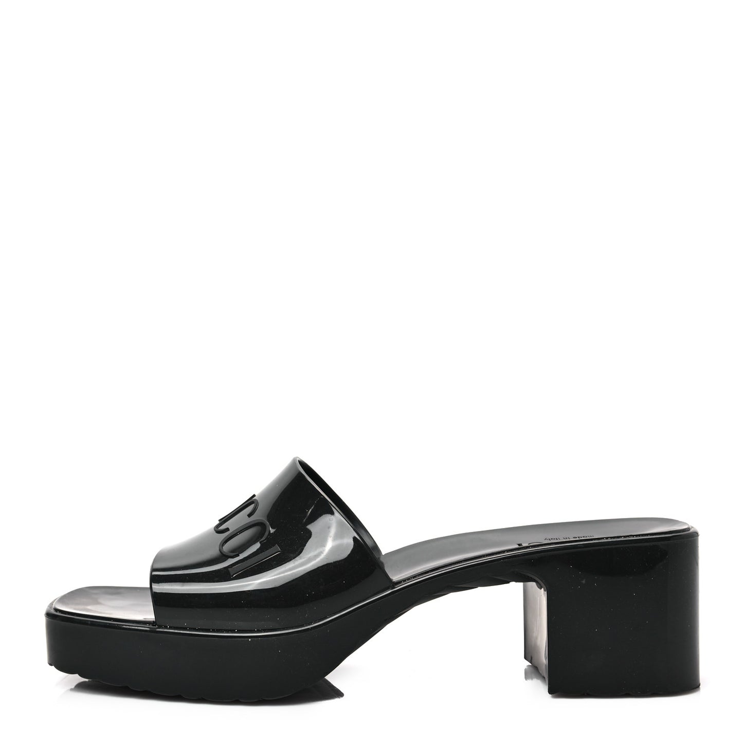 Rubber Gucci Logo Womens Platform 20/60mm Slide Sandals 39 Black