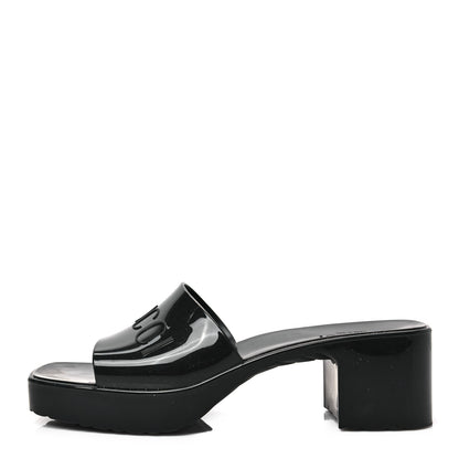 Gucci Rubber Gucci Logo Womens Platform 20/60mm Slide Sandals 39 Black 1 of 8