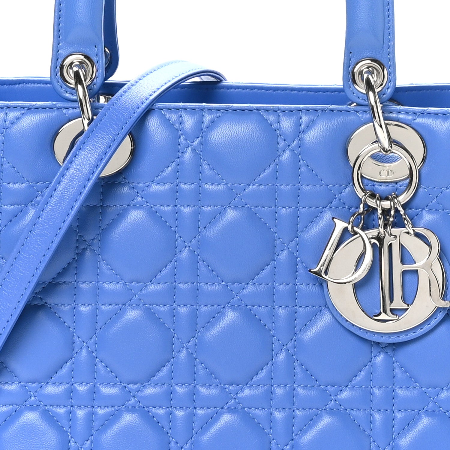 Christian Dior Lambskin Cannage Medium Lady Dior Blue Persan 8 of 11