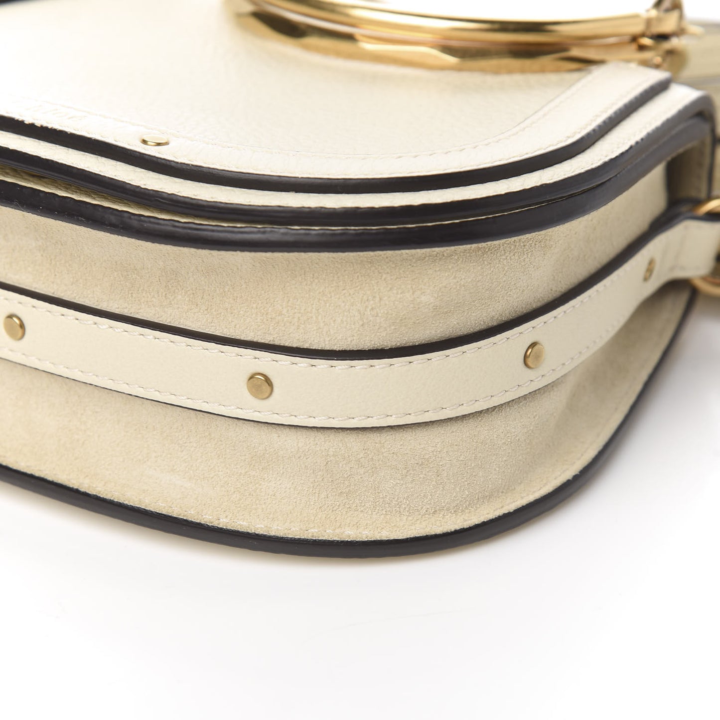Calfskin Suede Small Nile Bracelet Bag Off White