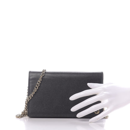 Gucci Textured Calfskin Medium Betty Chain Wallet Black 2 of 9