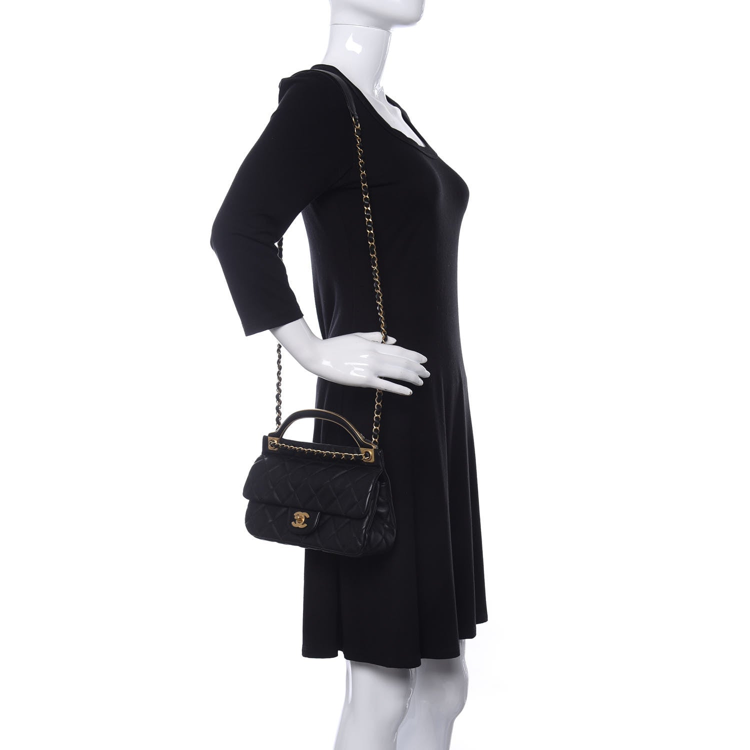 Chanel Calfskin Quilted Small Lady Handle Clutch With Chain Black 2 of 12