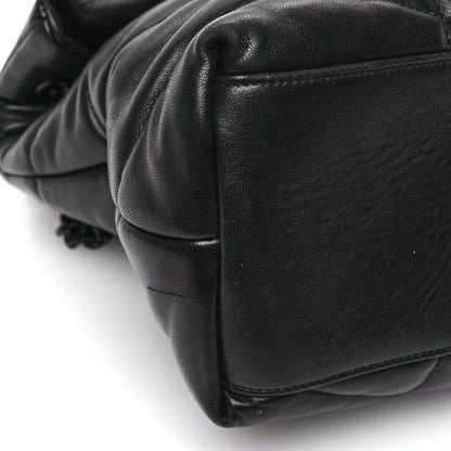 Saint Laurent Lambskin Quilted Monogram Monochrome Medium Loulou Puffer Chain Satchel Black 9 of 10