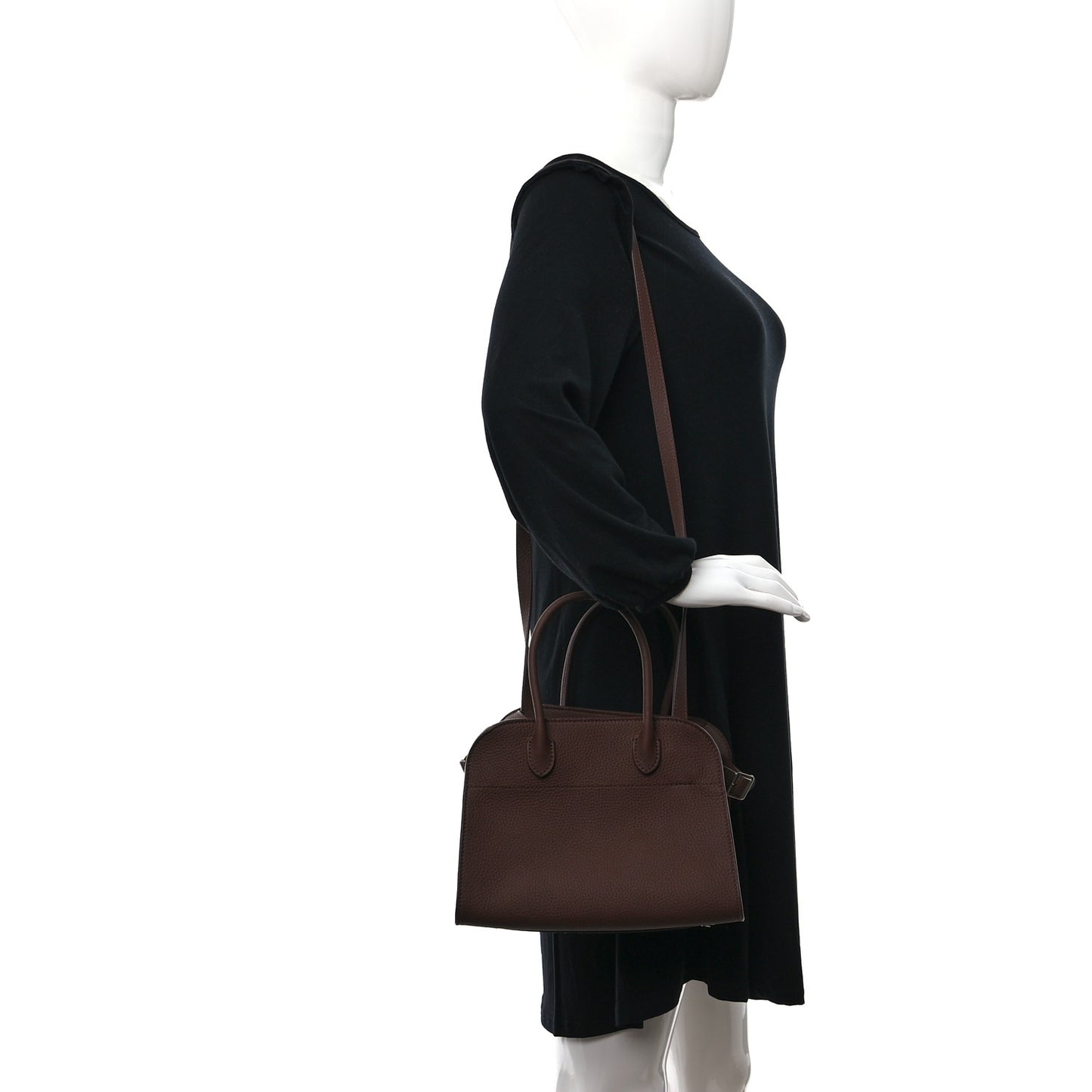 Grained Calfskin Soft Margaux 10 Bag Dark Mocha
