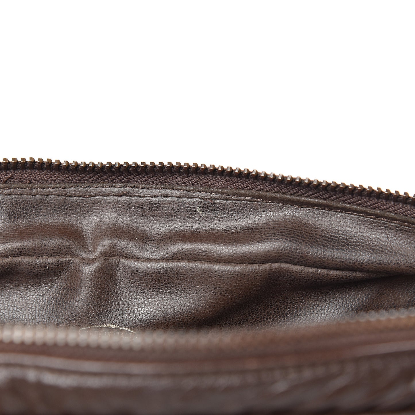 Lambskin Quilted Large Camera Case Brown