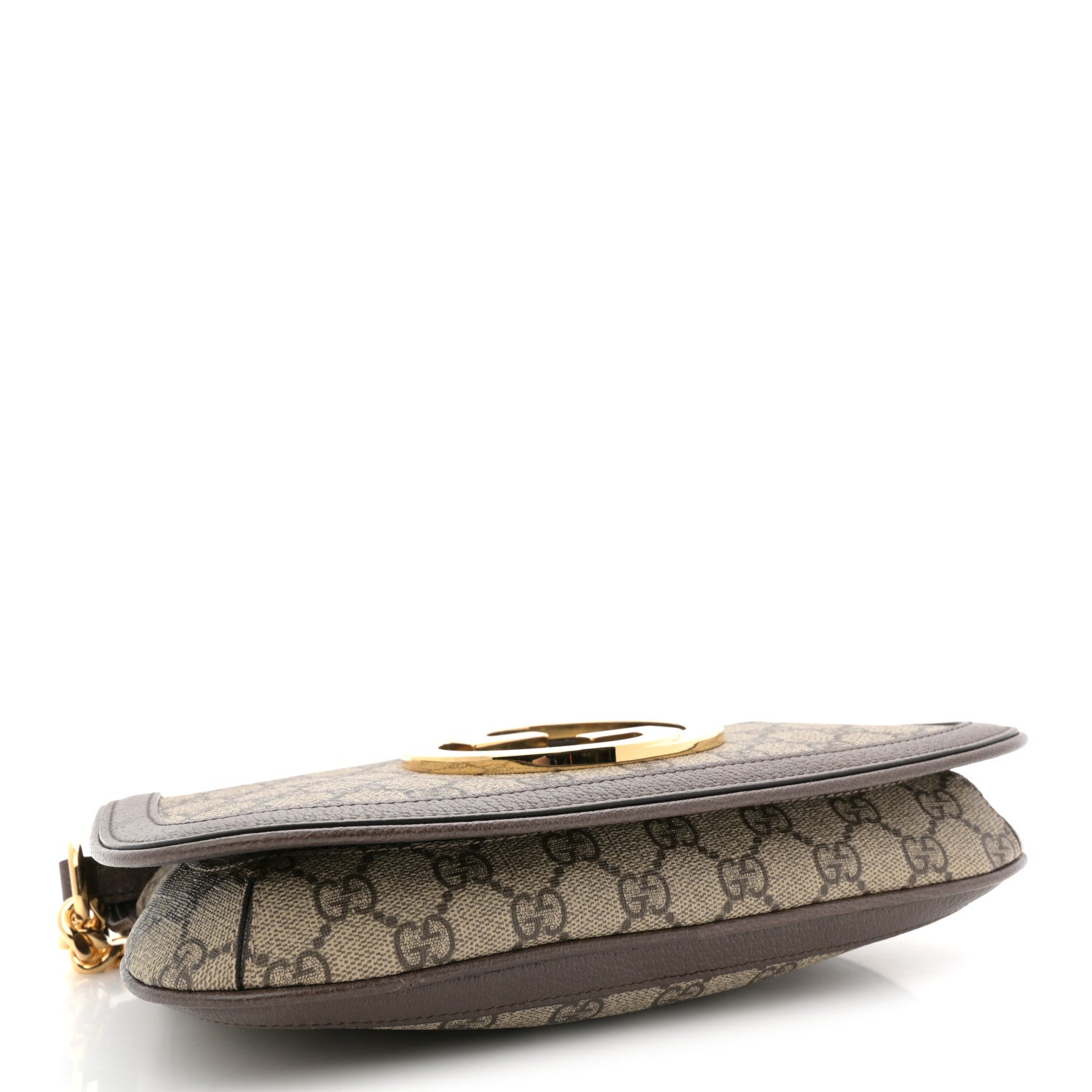 Gucci GG Supreme Monogram Textured Dollar Calfskin Blondie Chain Shoulder Flap Bag Beige Ebony New Acero 4 of 10