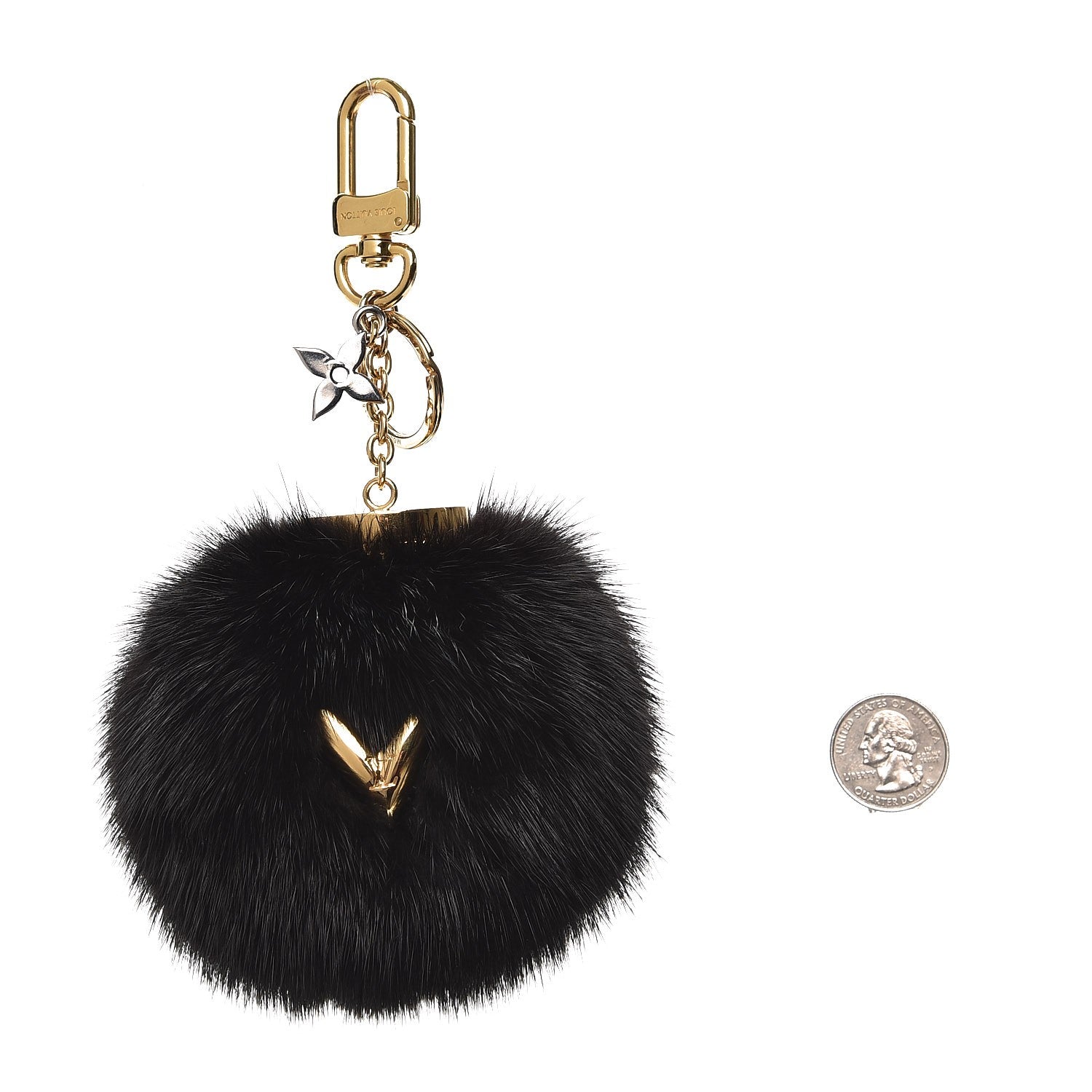 Louis Vuitton Mink Fur Bubble V Bag Charm Key Holder Black 2 of 3