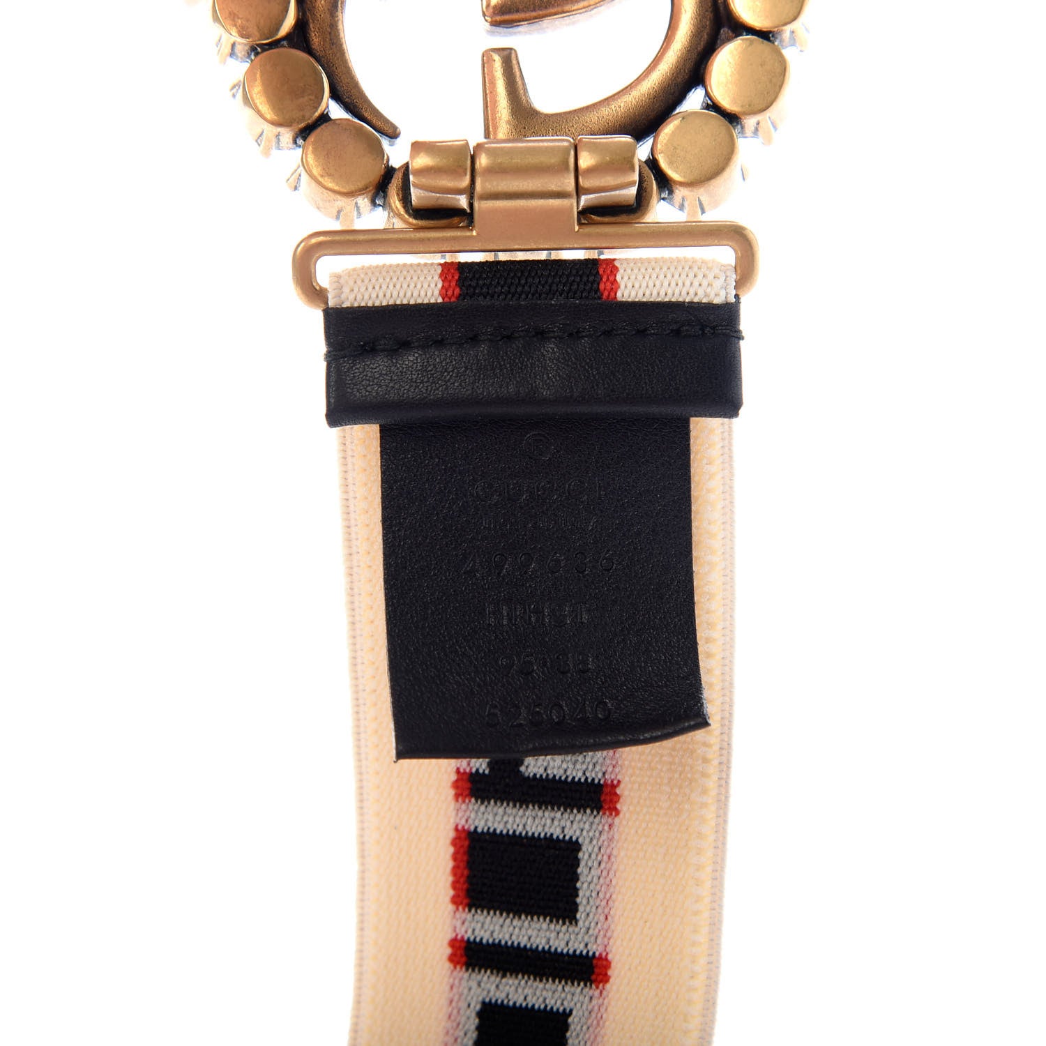 Gucci Jacquard Crystal Stripe Double G Belt 95 38 White 3 of 6