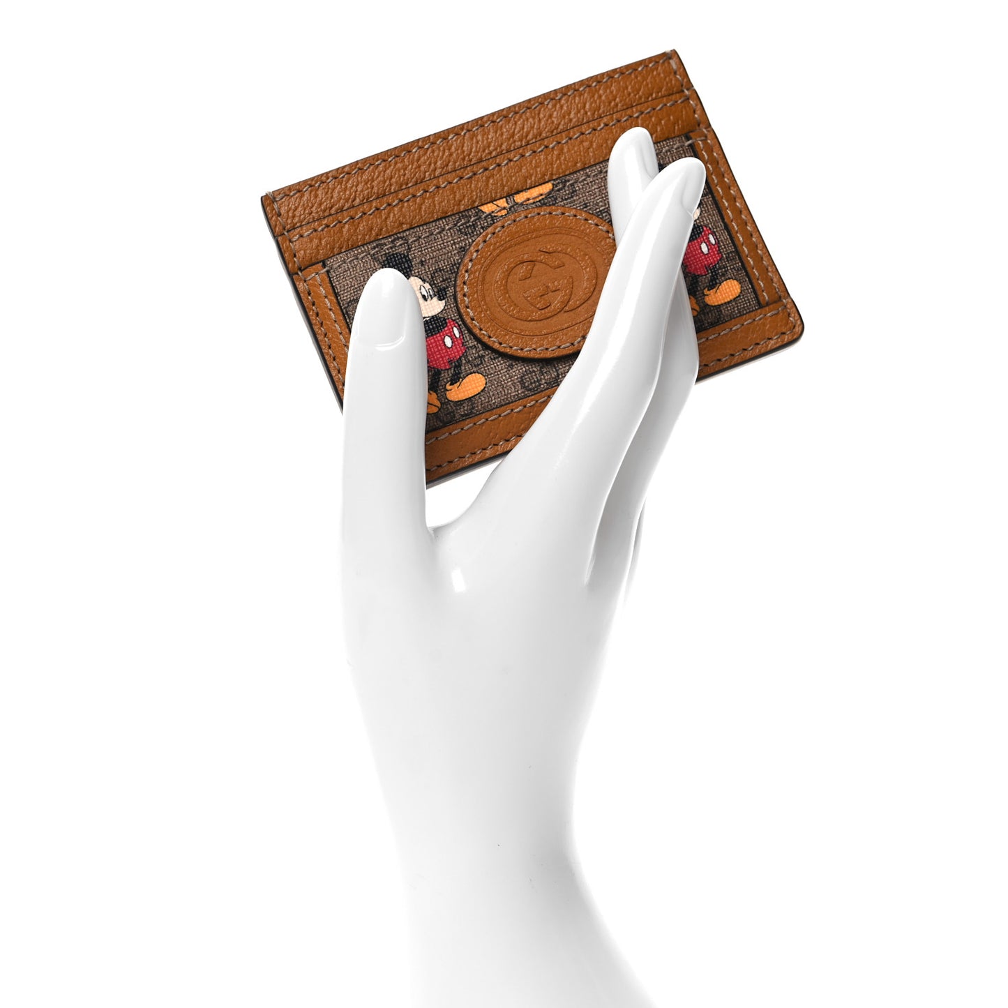 X DISNEY Mini Vintage GG Supreme Monogram Mickey Mouse Card Holder Beige Vintage Sun Oil