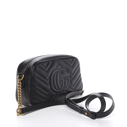 Gucci Calfskin Matelasse Small GG Marmont Chain Shoulder Bag Black 3 of 11