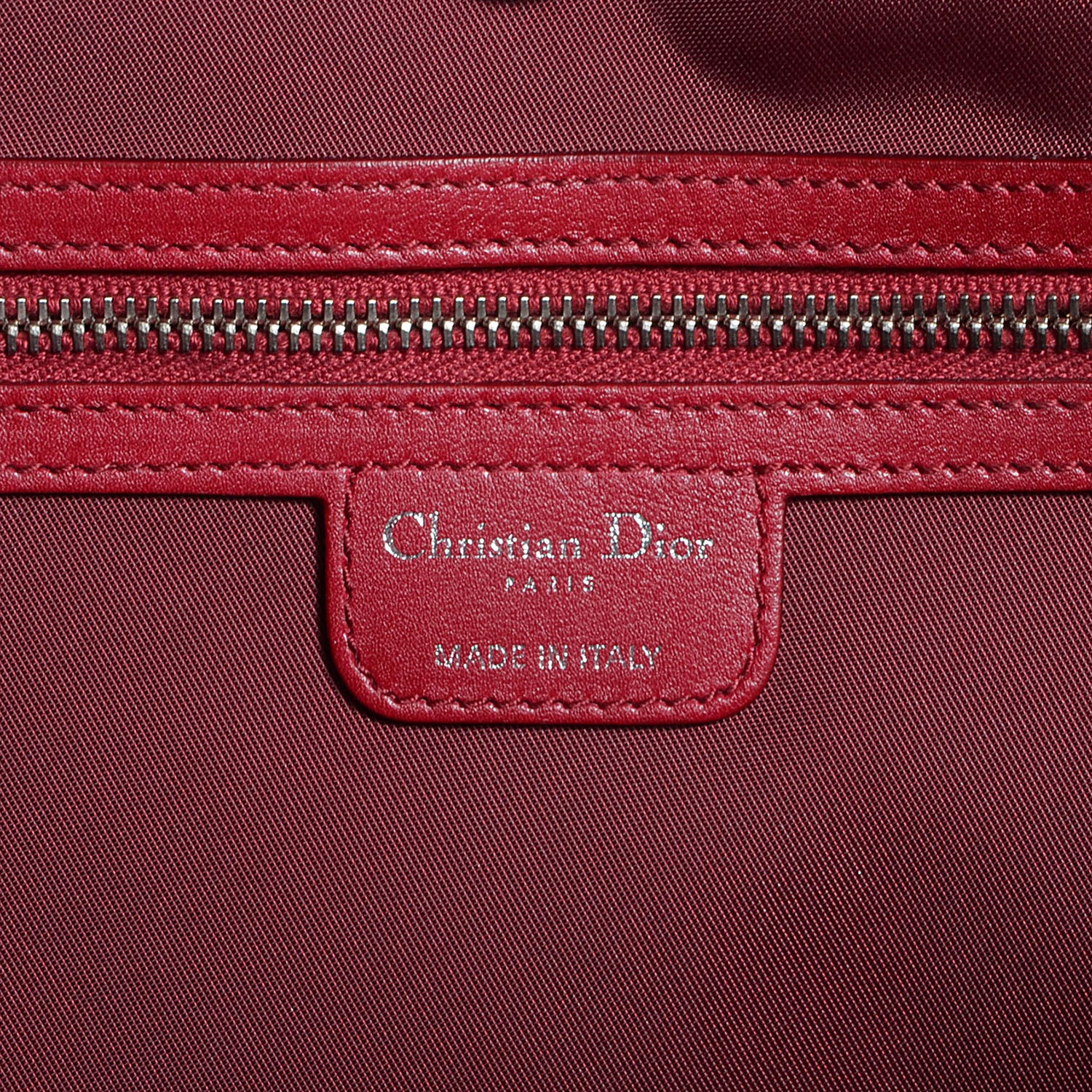 Christian Dior Coated Canvas Cannage Small Panarea Tote Red 6 of 7