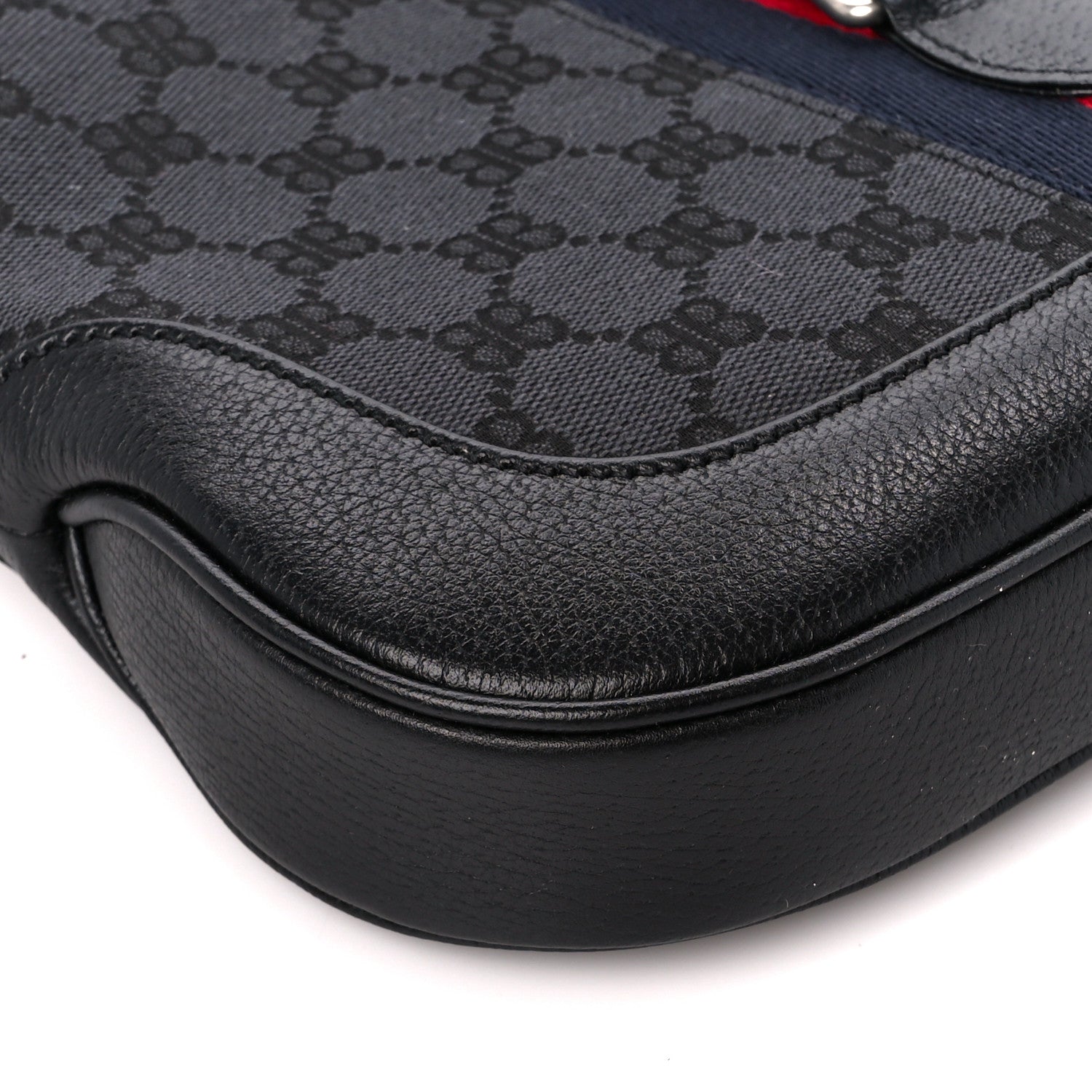Gucci X BALENCIAGA BB Monogram Calfskin Web Small Jackie 1961 Hobo Black 10 of 11