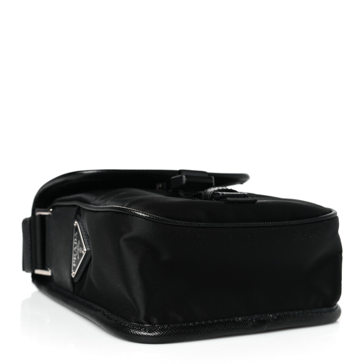 Prada Tessuto Nylon Saffiano Logo Messenger Bag Black 4 of 8