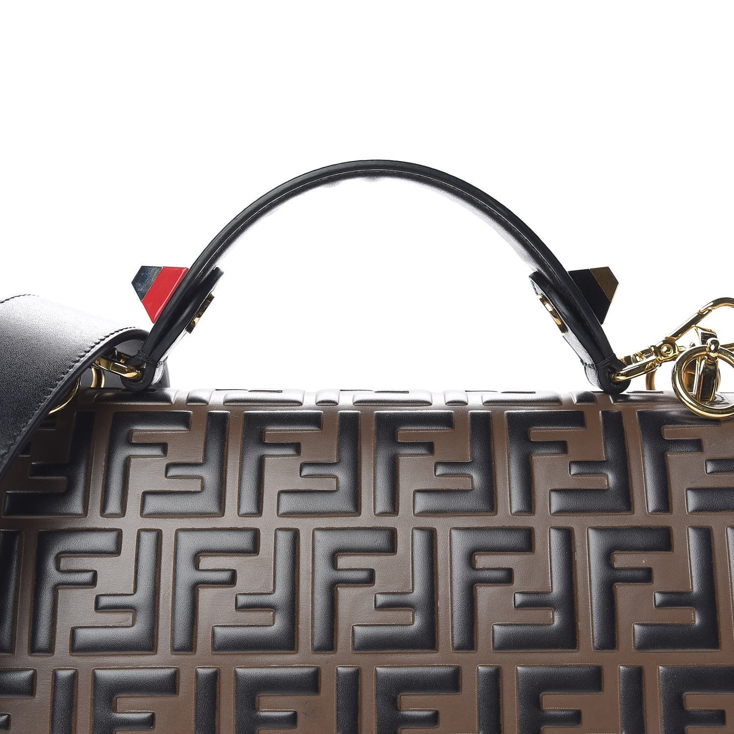 Vitello Liberty Bi-Color FF 1974 Embossed Kan I Shoulder Bag Black Maya