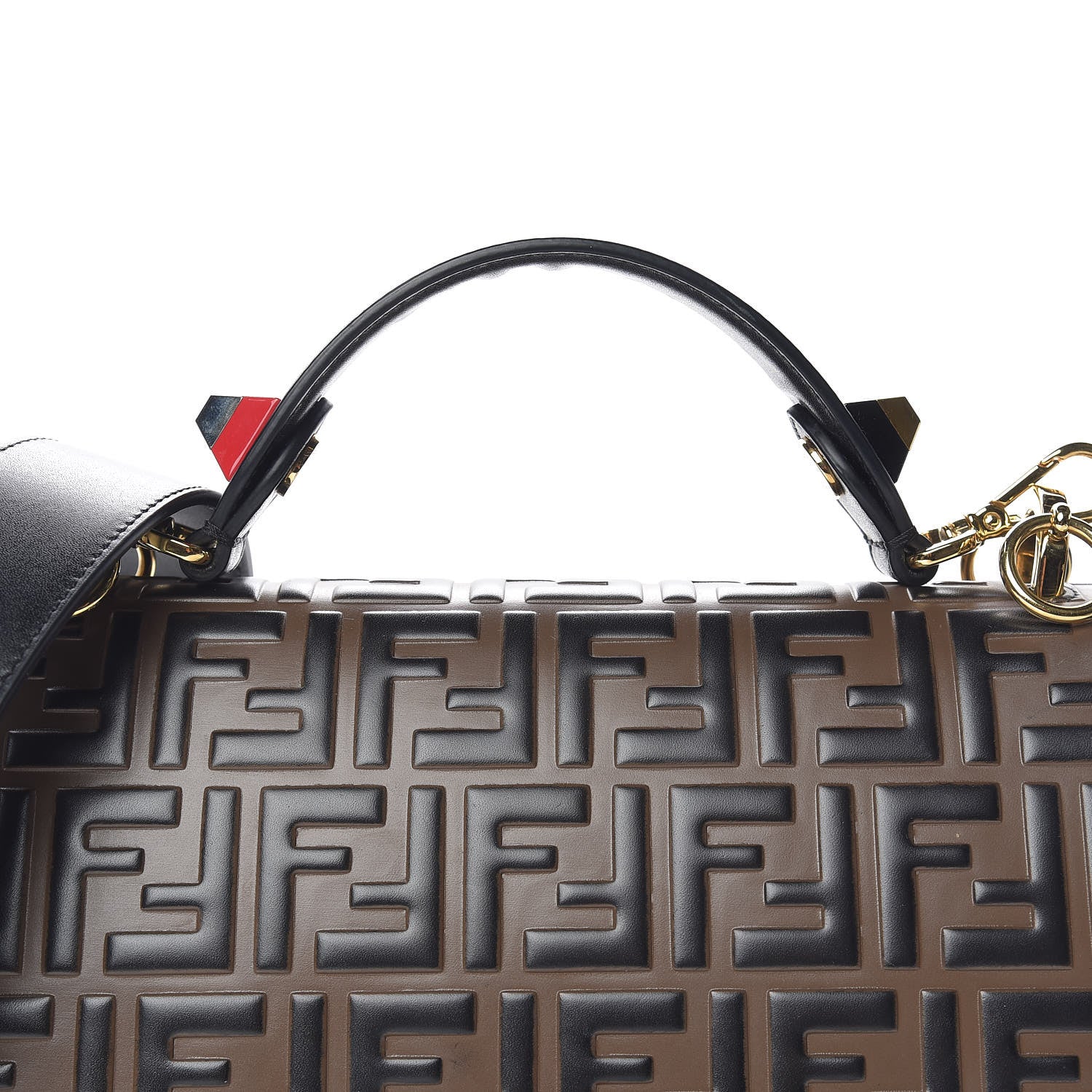 Fendi Vitello Liberty Bi-Color FF 1974 Embossed Kan I Shoulder Bag Black Maya 12 of 19