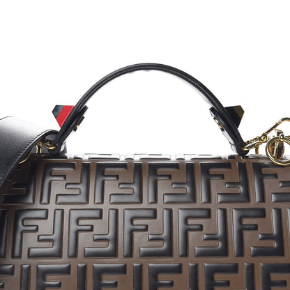 Fendi Vitello Liberty Bi-Color FF 1974 Embossed Kan I Shoulder Bag Black Maya 12 of 19