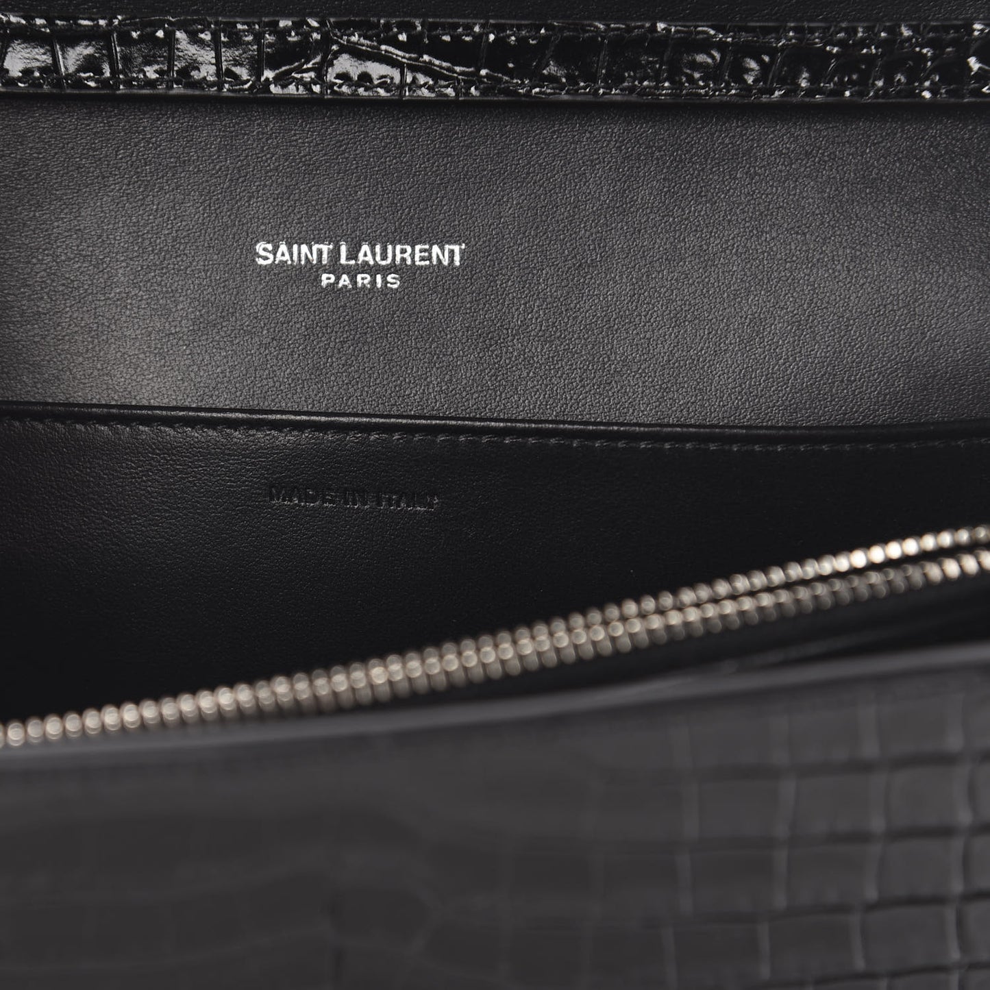 Calfskin Crocodile Embossed Monogram Uptown Crossbody Black