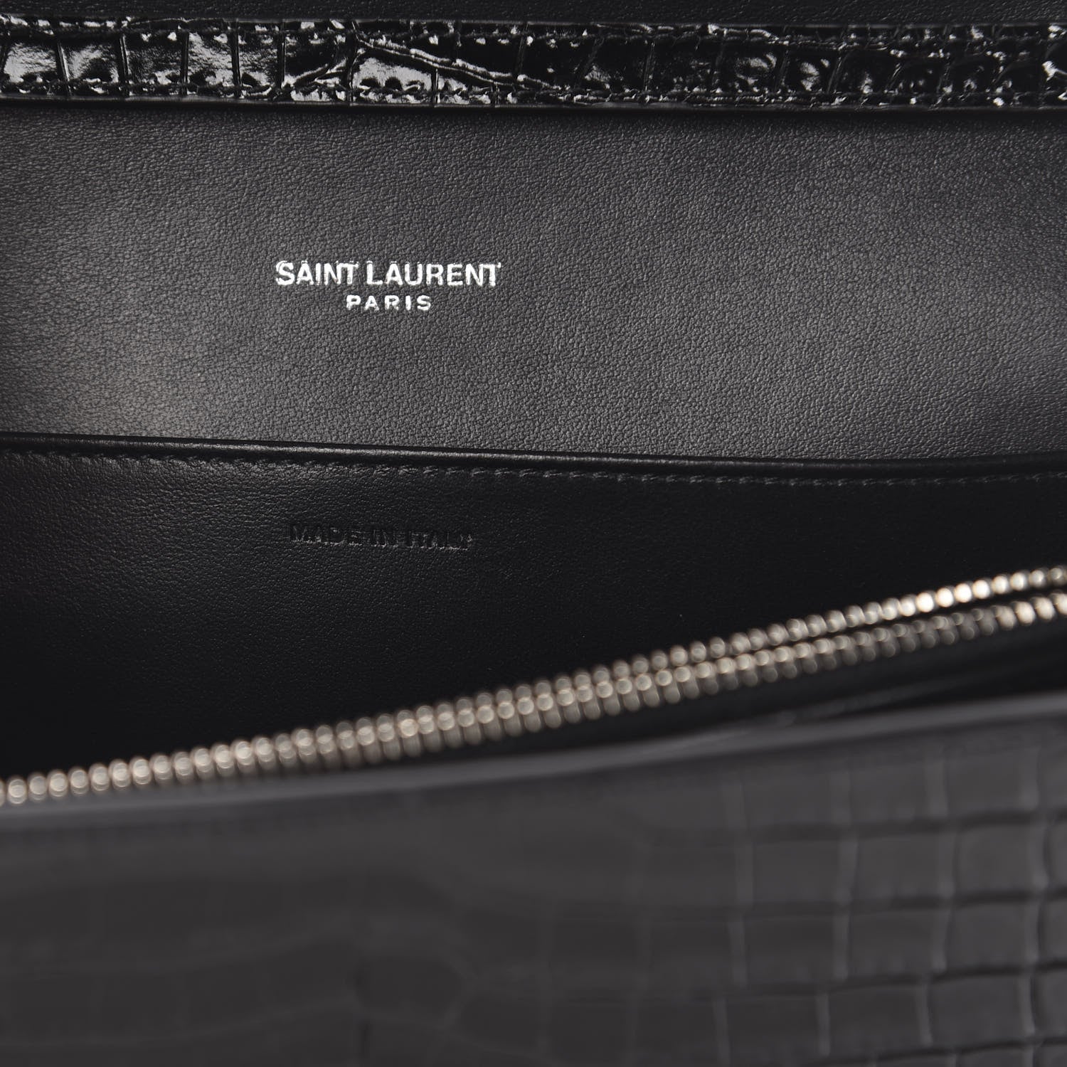 Saint Laurent Calfskin Crocodile Embossed Monogram Uptown Crossbody Black 6 of 10