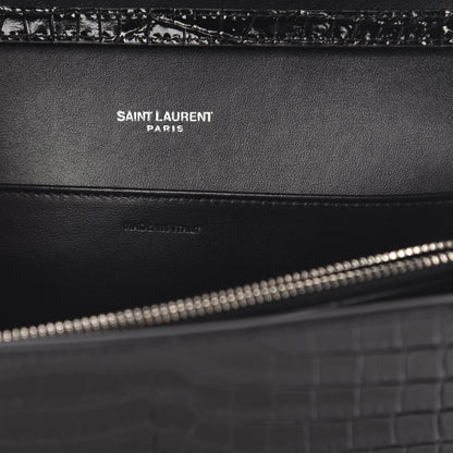 Saint Laurent Calfskin Crocodile Embossed Monogram Uptown Crossbody Black 6 of 10