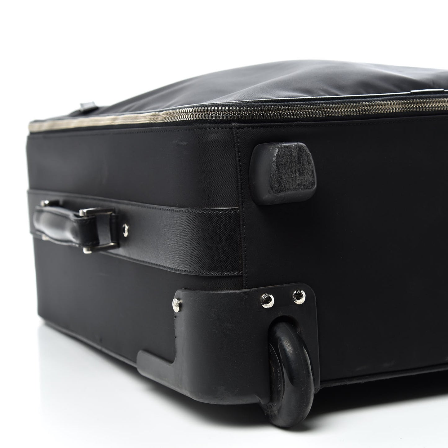 Tessuto Nylon Saffiano Trolley Luggage Black