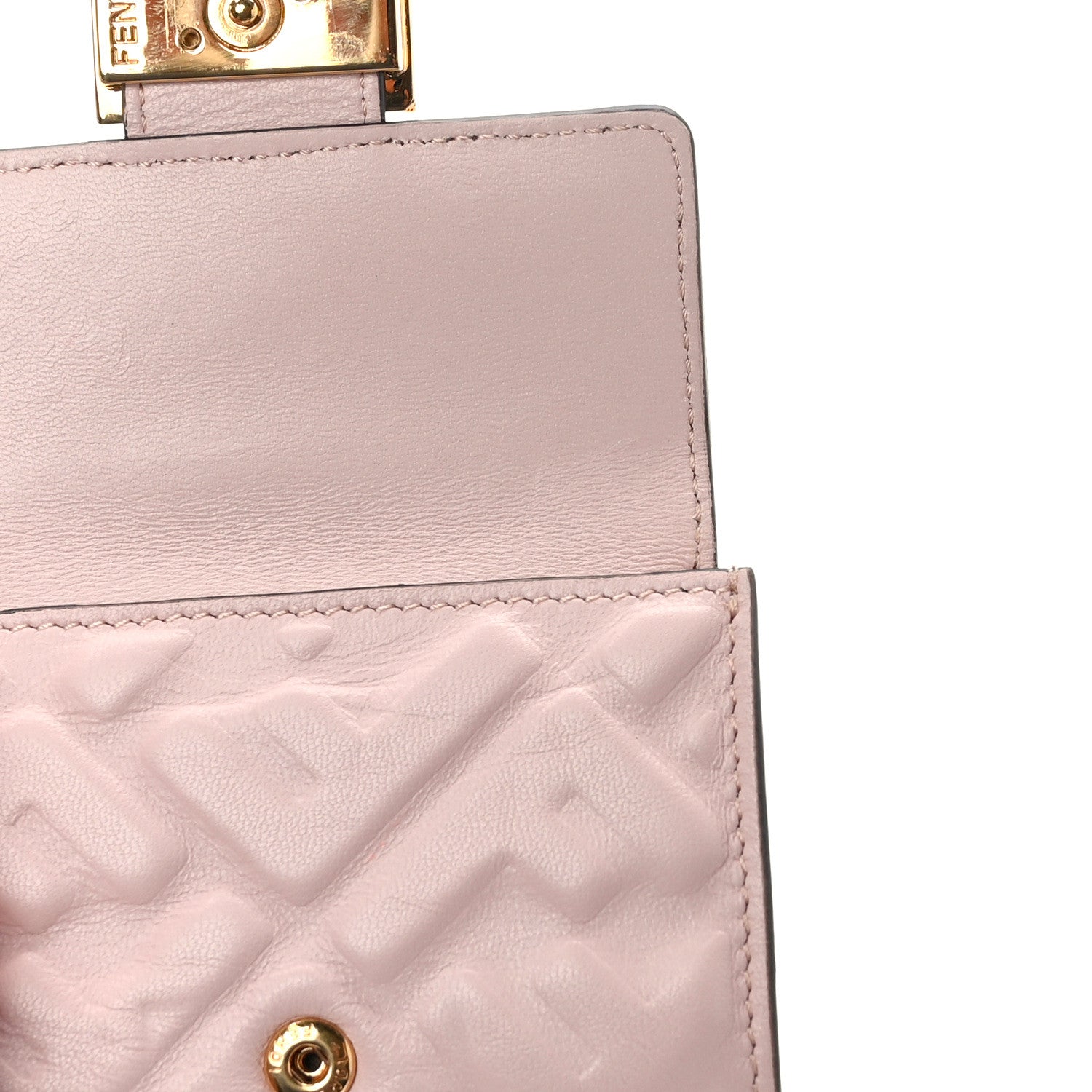 Fendi Nappa Matisse FF Diagonal Embossed Micro Tri-Fold Wallet Rosa Quarzo 8 of 10