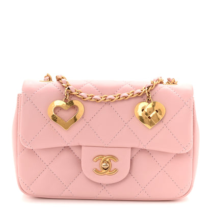 Chanel Lambskin Quilted Mini Heart Charms Flap Light Pink 7 of 10