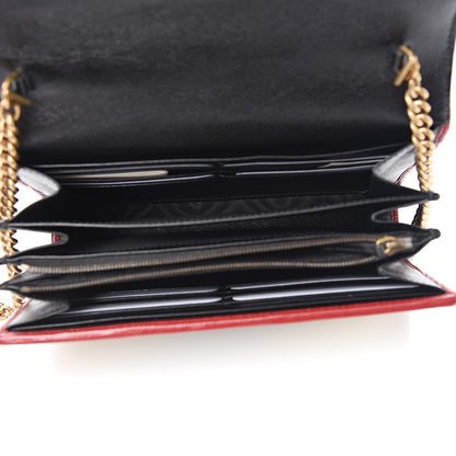 Gucci Azalea Calfskin Matelasse Diagonal Patchwork Torchon GG Marmont Chain Wallet Black Beige Romantic Cerise 4 of 9