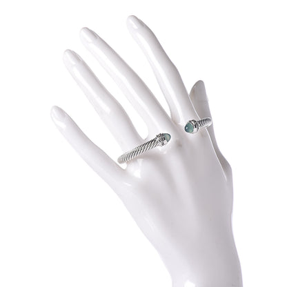 David Yurman Sterling Silver Aqua Chalcedony 5mm Cable Classics Bracelet 2 of 5